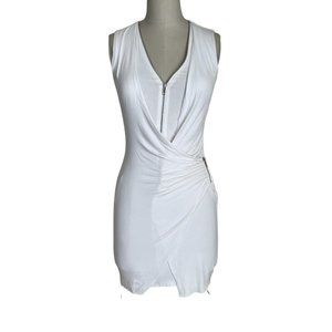 Bailey 44 sleeveless front zip ruched knit dress